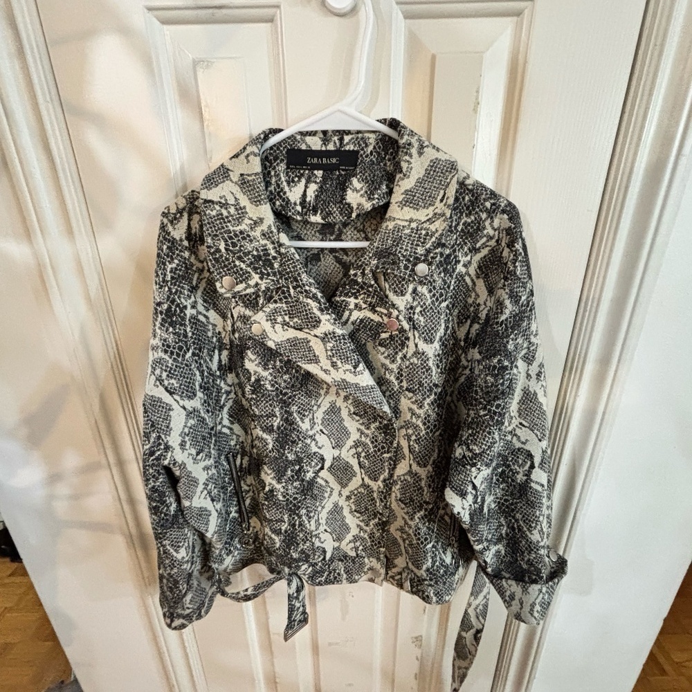 Zara oversized snake bomber jacket